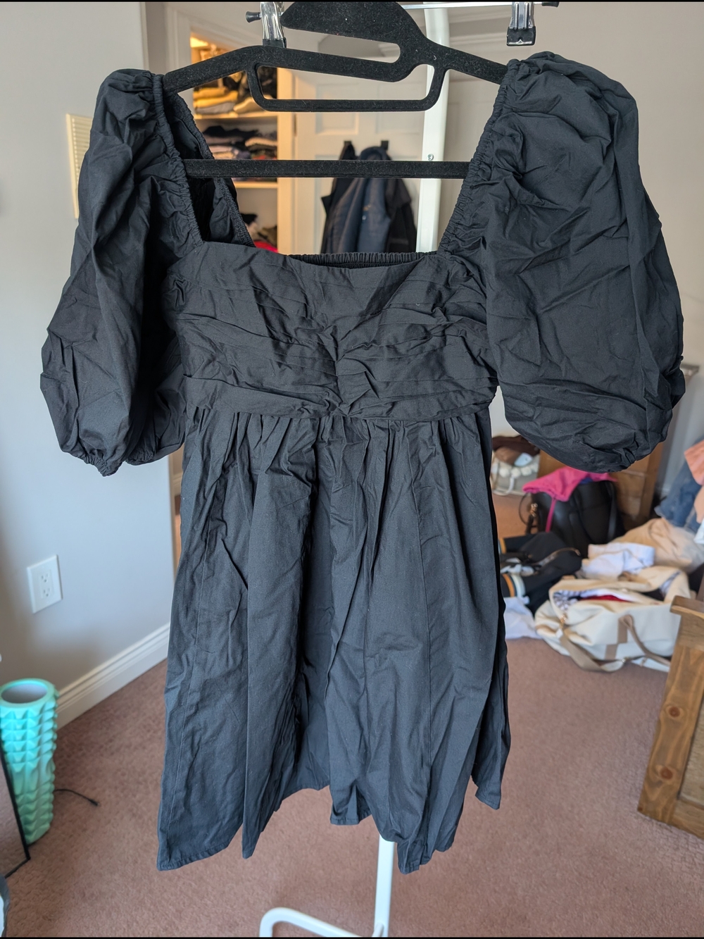 Abercrombie & Fitch Black Puff-Sleeve Mini Dress